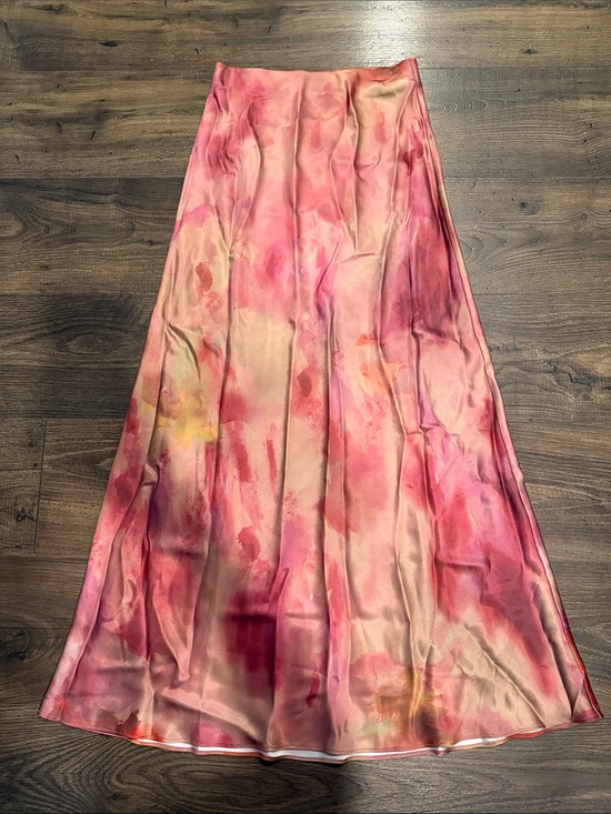 12th Tribe Dresses & Skirts - 12th Tribe Pink Watercolor A-Line Maxi Skirt with Yellow Accents